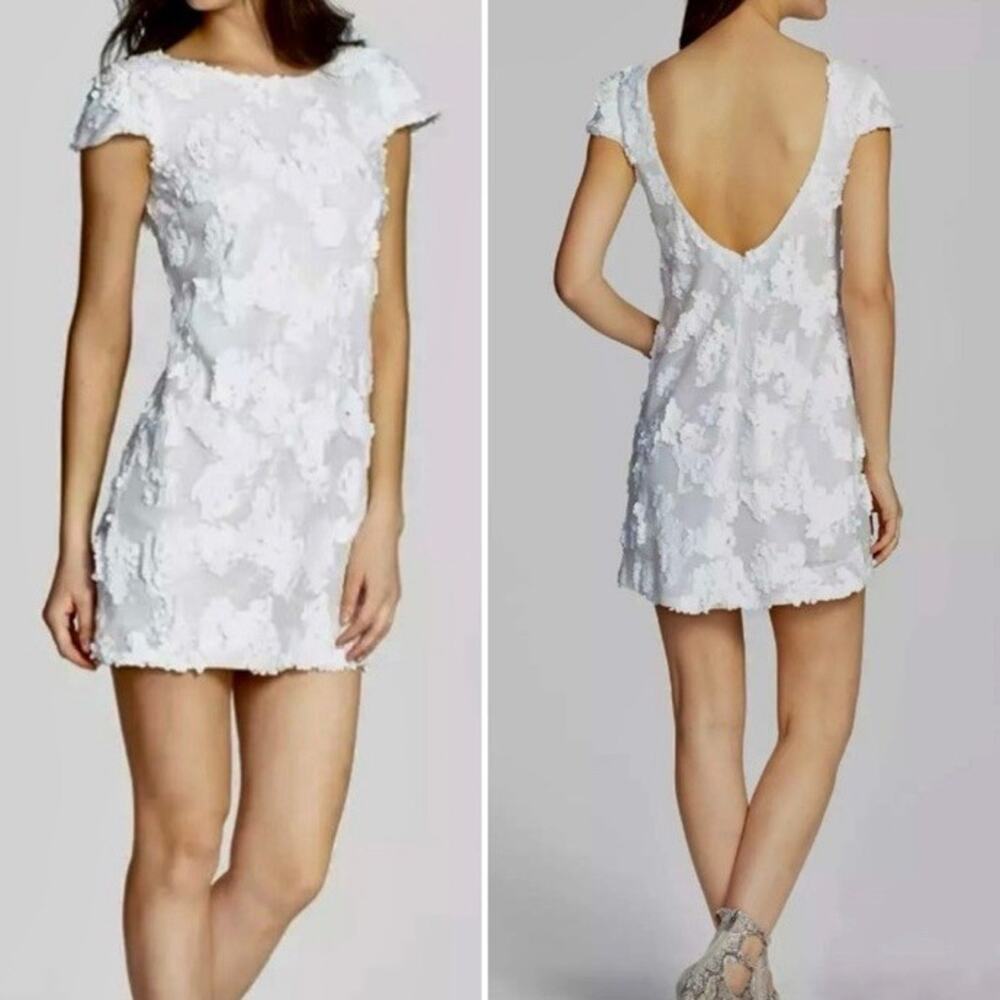 Dress The Population Brooke White Sequin Bridal Bachelorette Party Dress Sz S